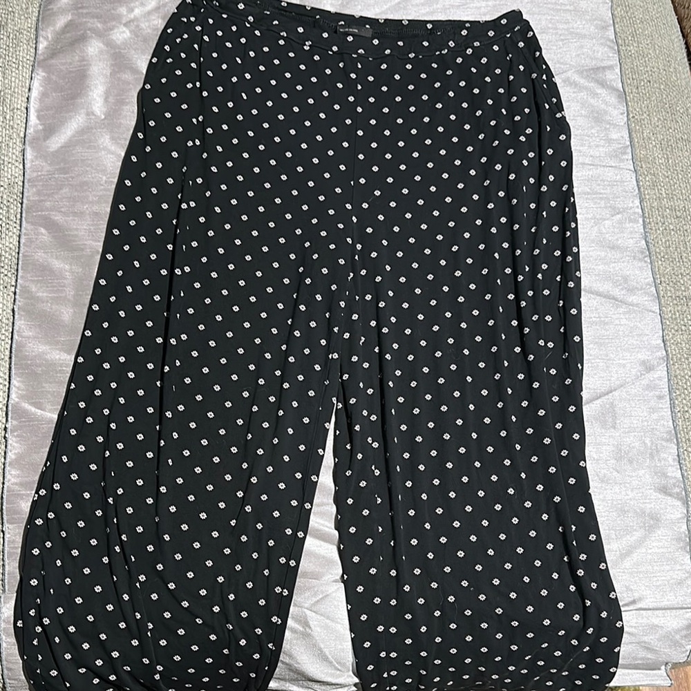 J. Jill Black Wide-Leg Pants with White Dot Print